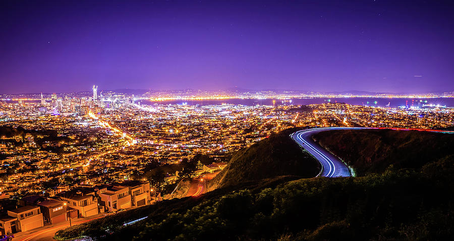 San Francisco California Cityscape Skyline At Night #6 Photograph by Alex Grichenko