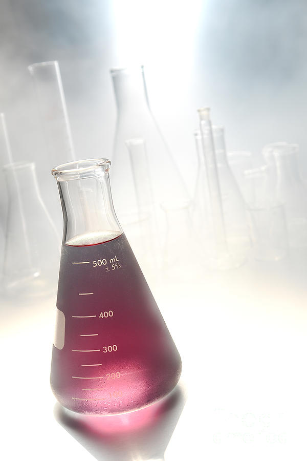 Erlenmeyer Photograph - Scientific Experiment in Science Research Lab #6 by Olivier Le Queinec