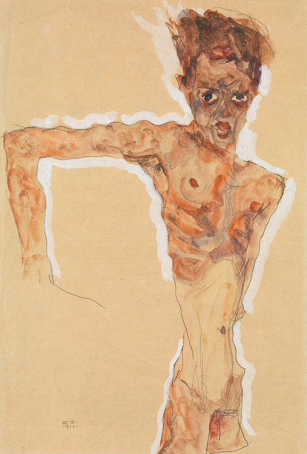 Self-Portrait, from 1911 Drawing by Egon Schiele