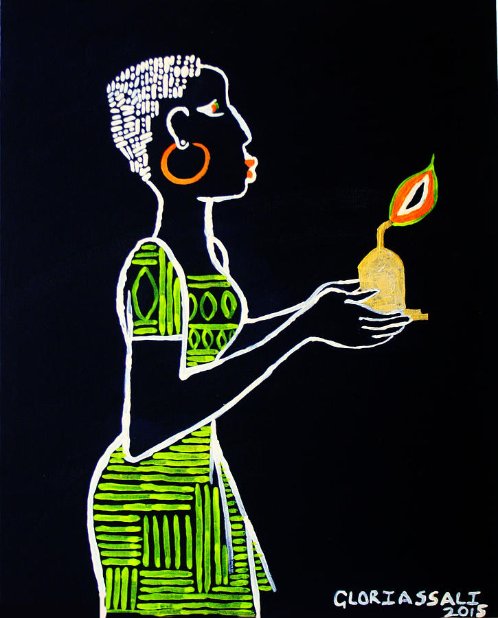 Shilluk South Sudanese Wise Virgin #6 Painting by Gloria Ssali