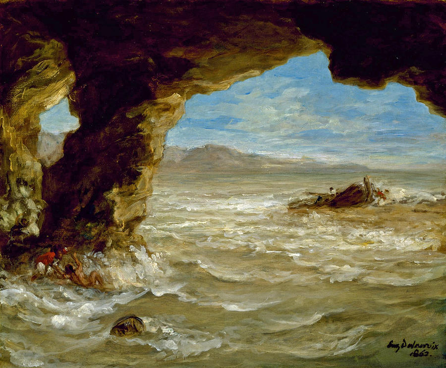 Shipwreck on the Coast #7 Painting by Eugene Delacroix