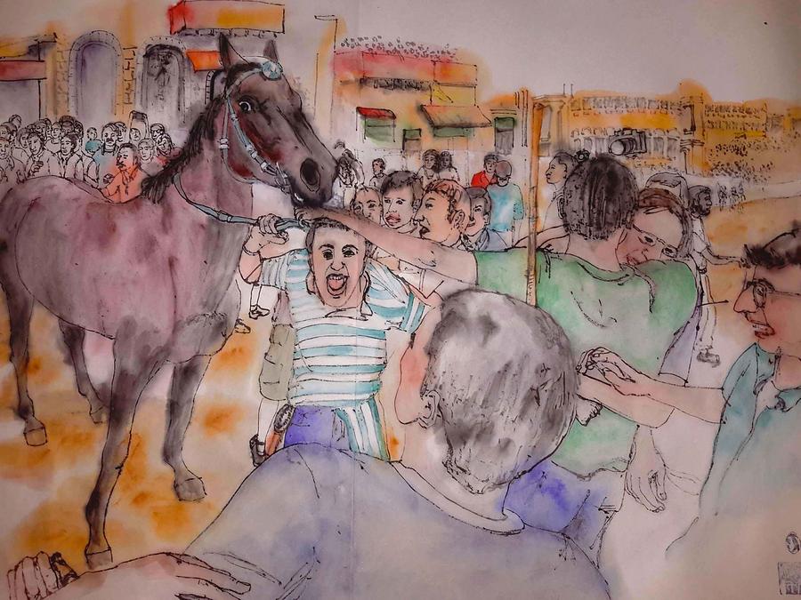 Siena and their Palio album #6 Painting by Debbi Saccomanno Chan