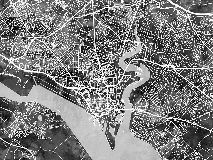 Southampton England City Map #6 Digital Art by Michael Tompsett