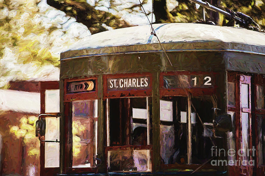 St. Charles Streetcar - closeup digital painting Photograph by Scott Pellegrin