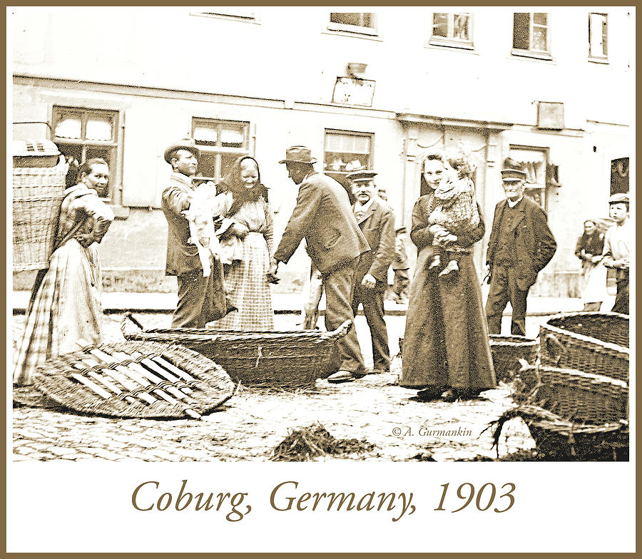 Street Market, Coburg, Germany, 1903, Vintage Photograph #6 Photograph by A Macarthur Gurmankin
