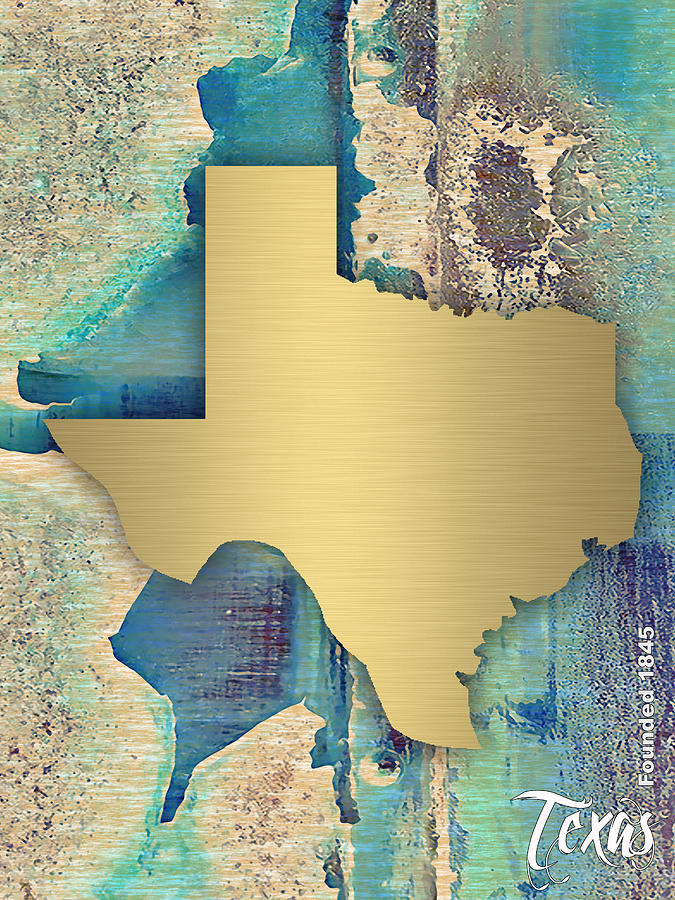 Texas State Map Collection #6 Mixed Media by Marvin Blaine