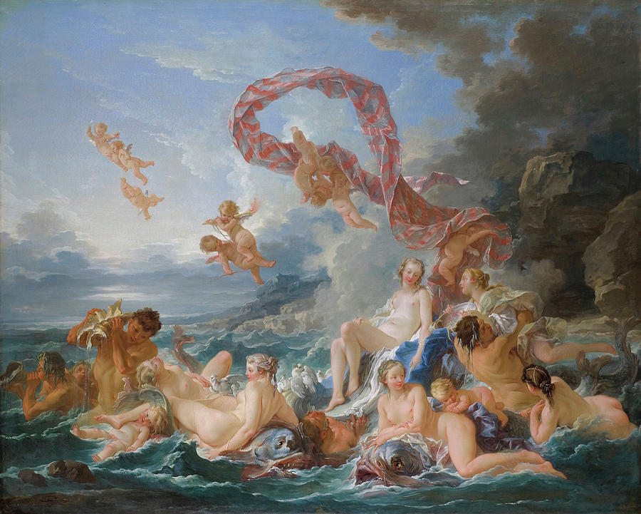 Mythical Creatures Photograph - The Triumph Of Venus 7 by Francois Boucher Mythical Creatures Photograph - The Triumph Of Venus 7 by Francois Boucher