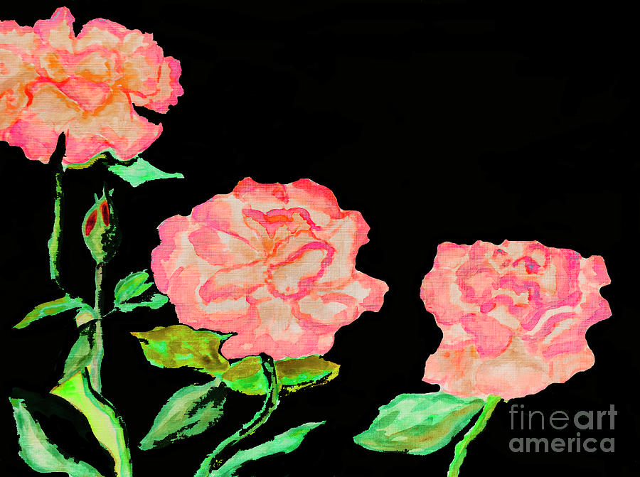Three pink roses #6 Painting by Irina Afonskaya