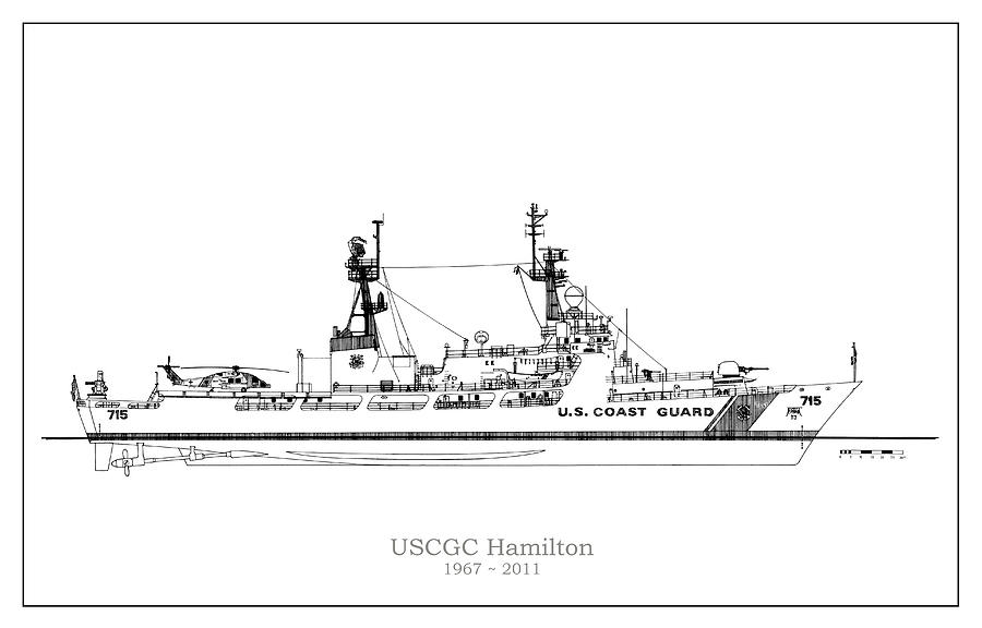 U.S. Coast Guard Cutter Hamilton #6 Drawing by SP JE Art