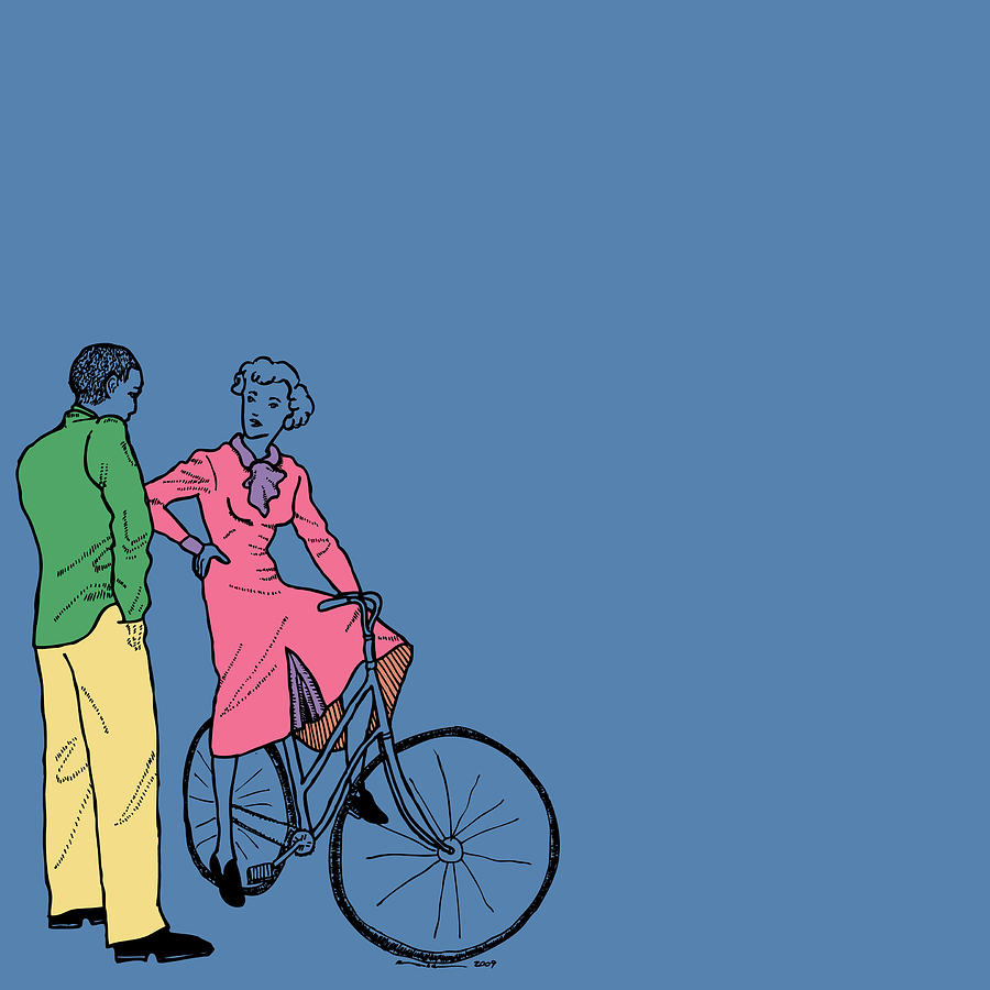 Vintage Drawing - Vintage Bike Couple #6 by Karl Addison