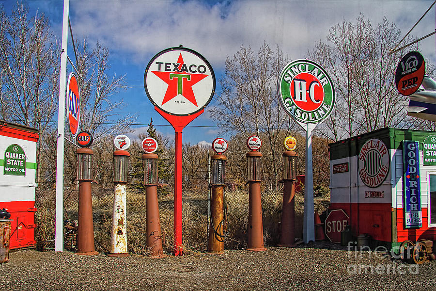 6 Vintage Gas Pumps With Signs Photograph by Nick Gray - Fine Art America
