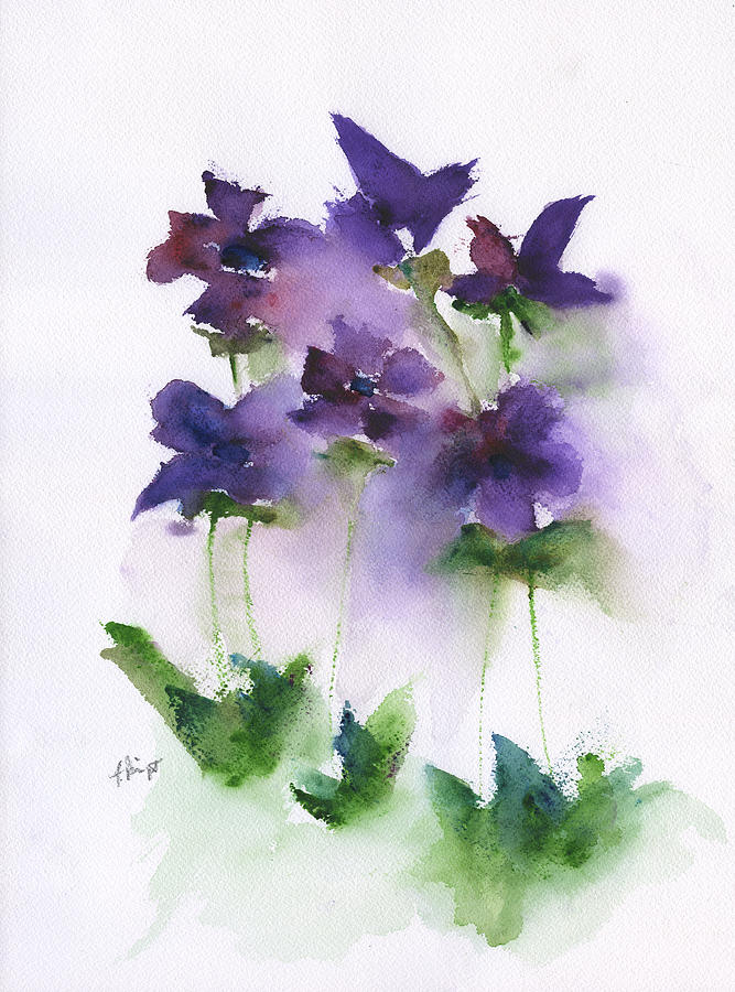 6 Violets Abstract Painting by Frank Bright
