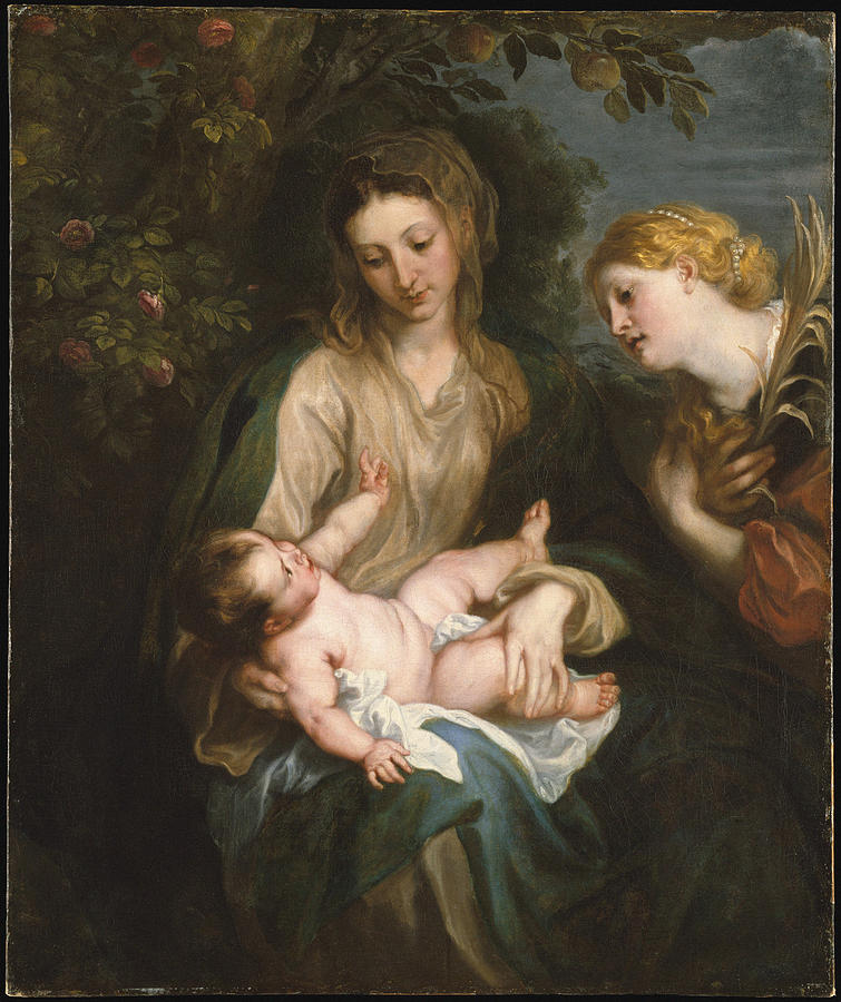 Virgin And Child With Saint Catherine Of Alexandria #7 Painting by Mountain Dreams
