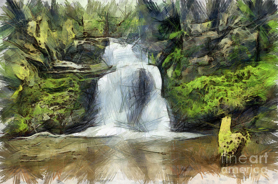 Waterfall #6 Digital Art by Michal Boubin