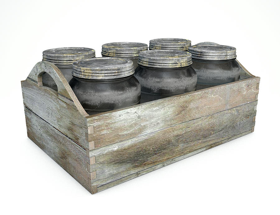 Vintage Digital Art - Whiskey Jars In A Crate #6 by Allan Swart