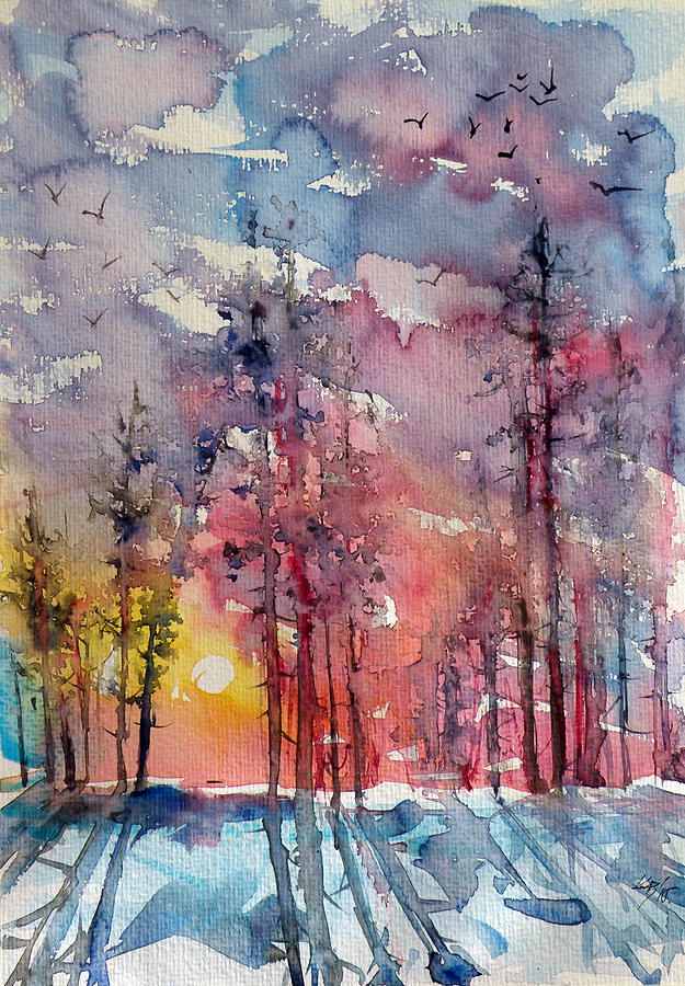 Winter Painting - Winter #5 by Kovacs Anna Brigitta