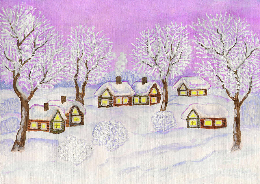 Winter landscape, painting #6 Painting by Irina Afonskaya