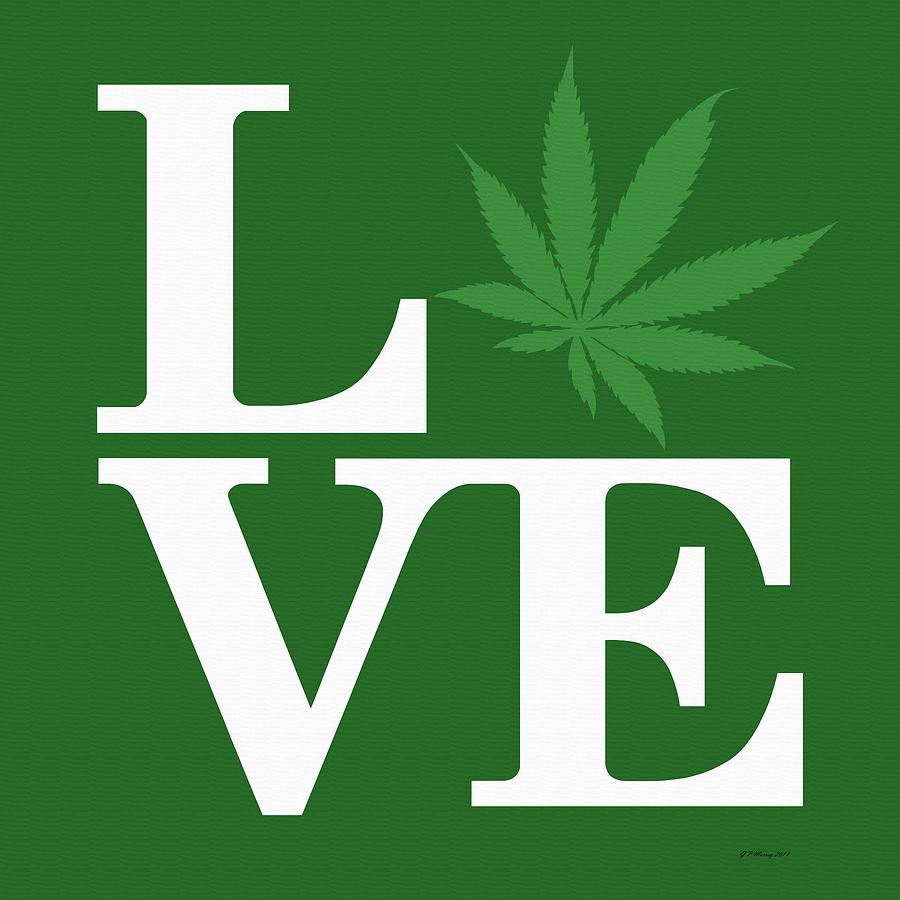 Marijuana Leaf Love Sign #60 Digital Art by Gregory Murray