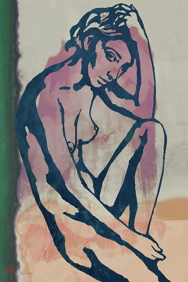Portrait Mixed Media - Nude pop stylised art poster #60 by Kim Wang