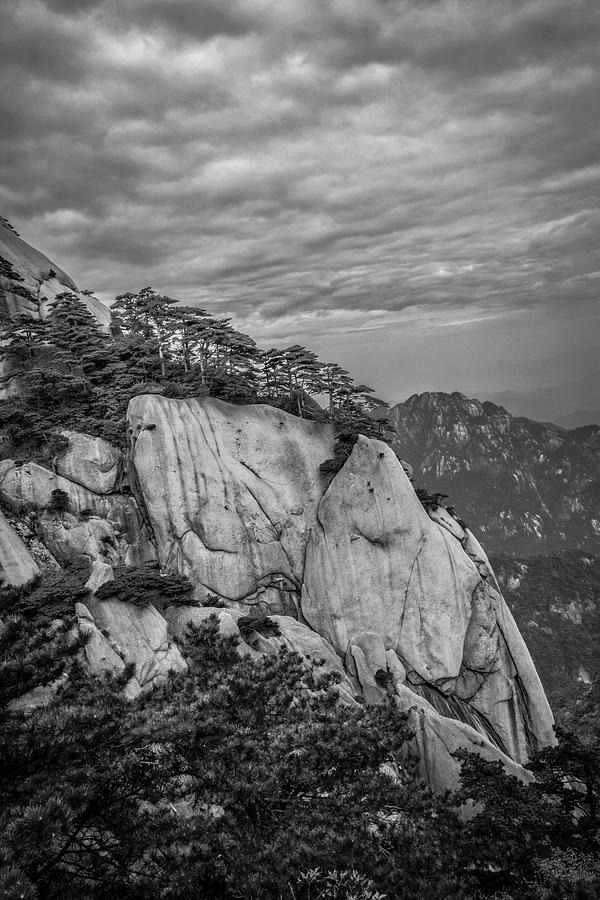 6080- Yellow Mountains Black And White Photograph