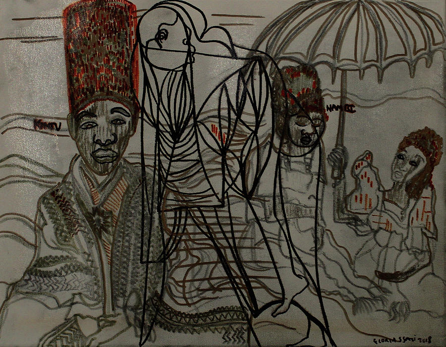 Kintu and Nambi  Folktale #61 Painting by Gloria Ssali