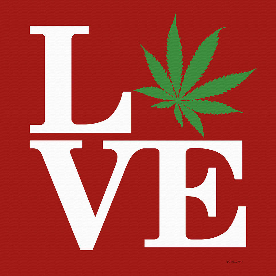 Marijuana Leaf Love Sign #61 Digital Art by Gregory Murray