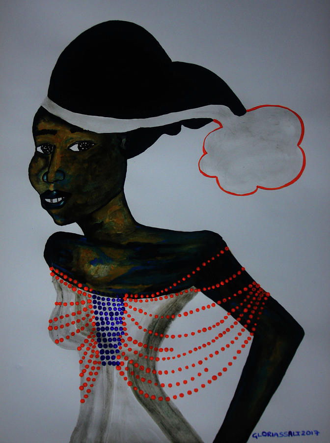 Dinka Bride - South Sudan #62 Painting by Gloria Ssali