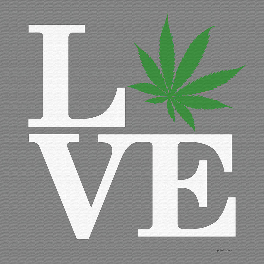 Marijuana Leaf Love Sign #62 Digital Art by Gregory Murray