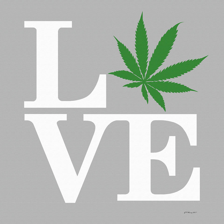 Marijuana Leaf Love Sign #63 Digital Art by Gregory Murray