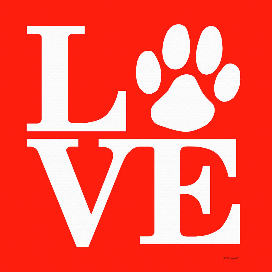 Dog Paw Love Sign #64 Digital Art by Gregory Murray