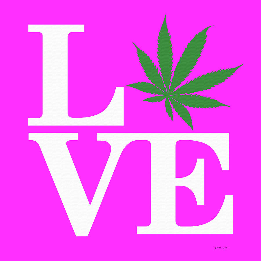 Marijuana Leaf Love Sign #64 Digital Art by Gregory Murray