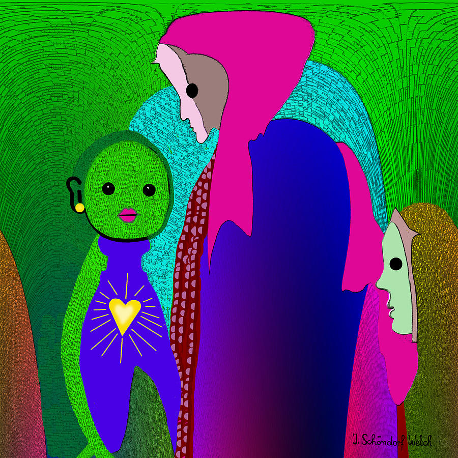 Woman Digital Art -  648   Little Monster Heart V #648 by Irmgard Schoendorf Welch