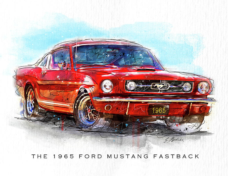 Cherry Red 65 Fastback Digital Art by Gary Bodnar