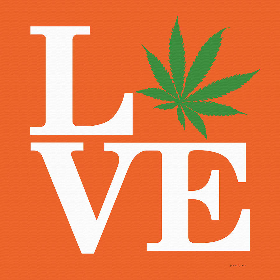 Marijuana Leaf Love Sign #65 Digital Art by Gregory Murray