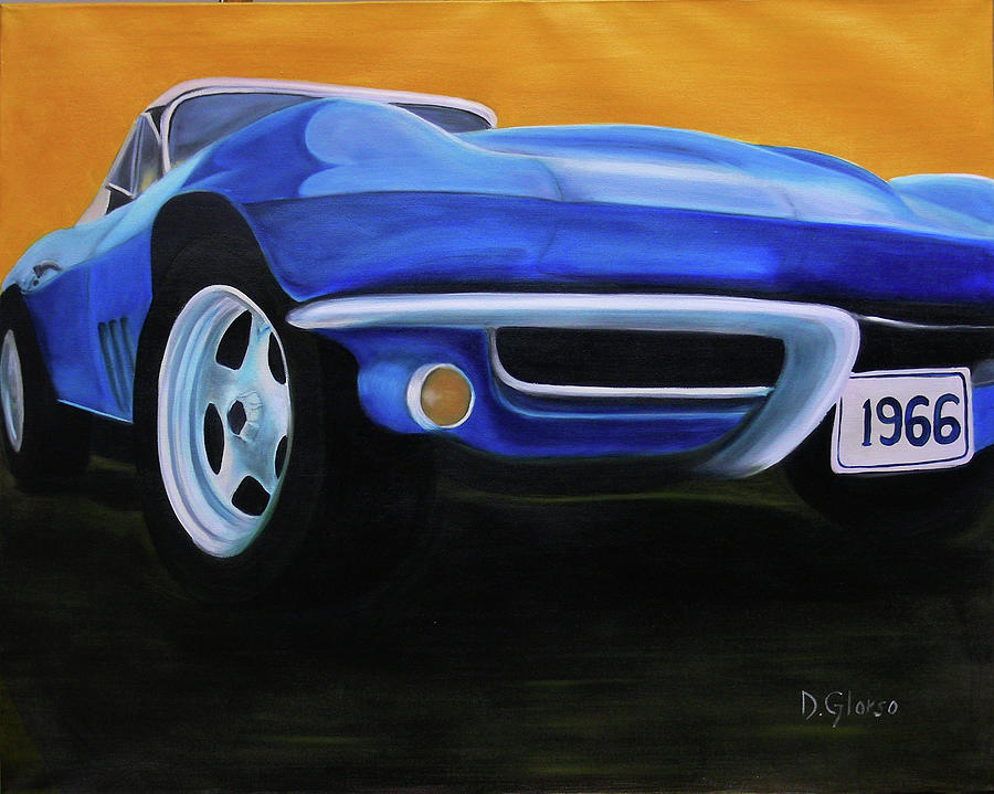 66 Corvette - Blue Painting by Dean Glorso