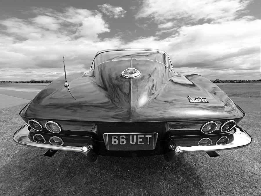 66 Corvette Rear Black and White Photograph by Gill Billington