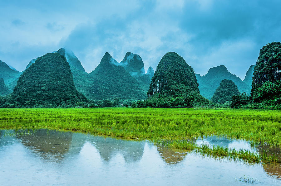 Karst rural scenery in raining Photograph by Carl Ning - Fine Art America