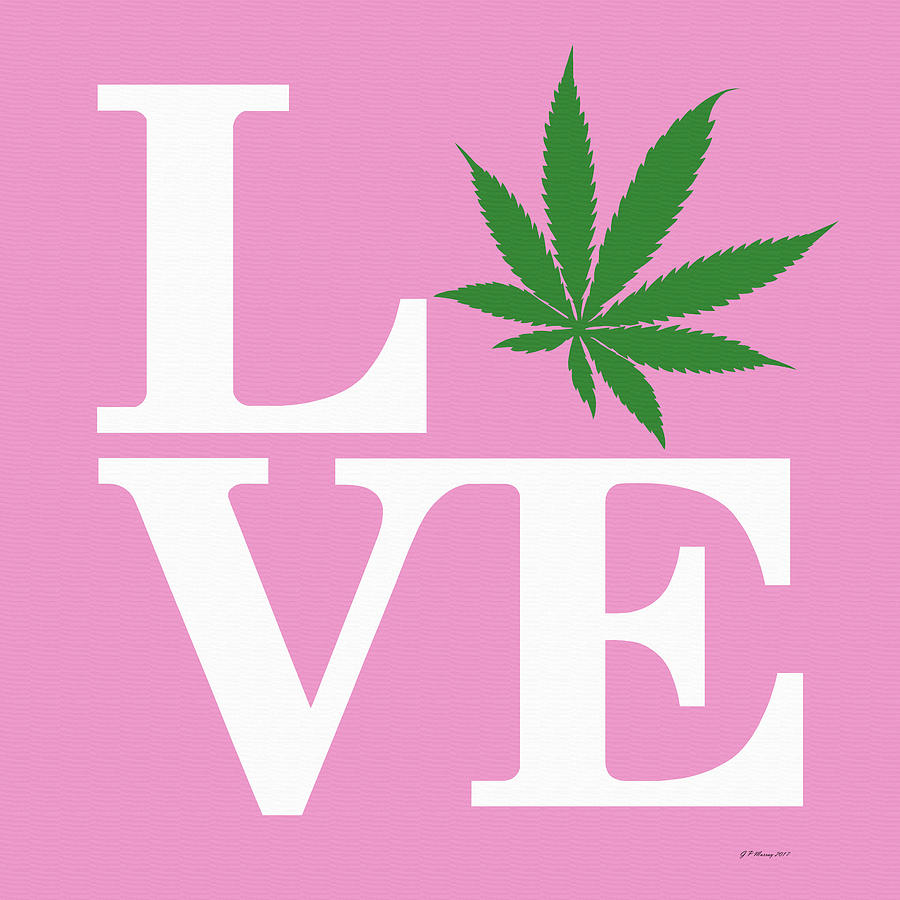 Marijuana Leaf Love Sign #66 Digital Art by Gregory Murray