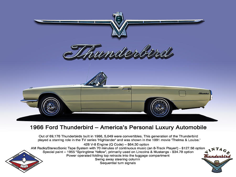 66 Thunderbird Convertible #66 Digital Art by Douglas Pittman