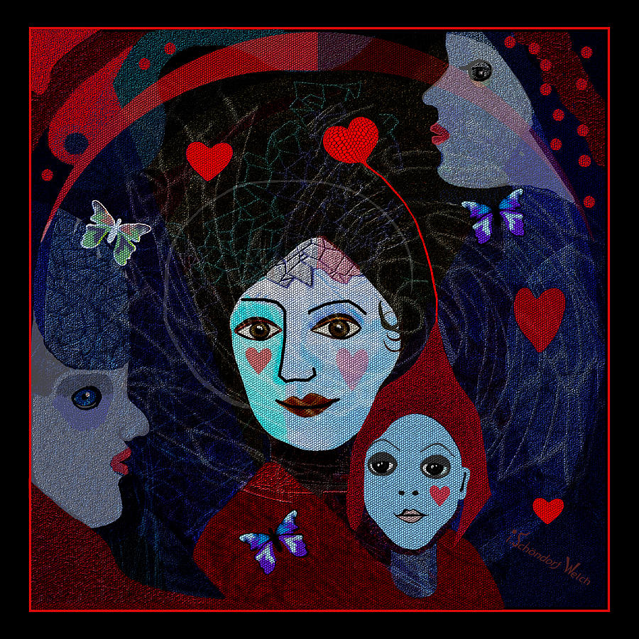 665 - Mother and Child with butterflies 2017 Digital Art by Irmgard Schoendorf Welch