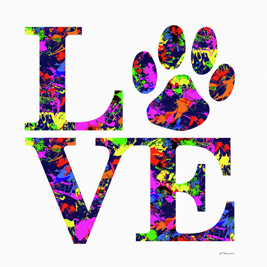 Dog Paw Love Sign #67 Digital Art by Gregory Murray