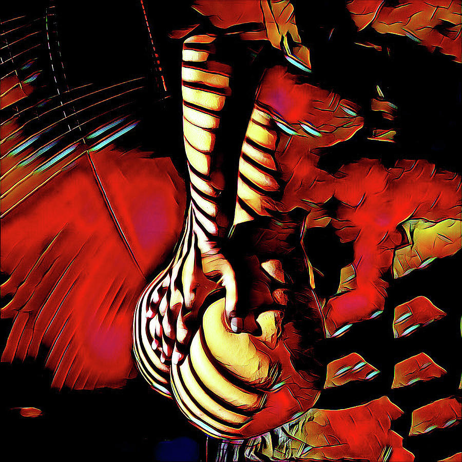 6778s-NLJ Nude Hand on Back Striped Art Rendered in Red Palette Knife Style by Chris Maher 6778s-NLJ Nude Hand on Back Striped Art Rendered in Red Palette Knife Style by Chris Maher