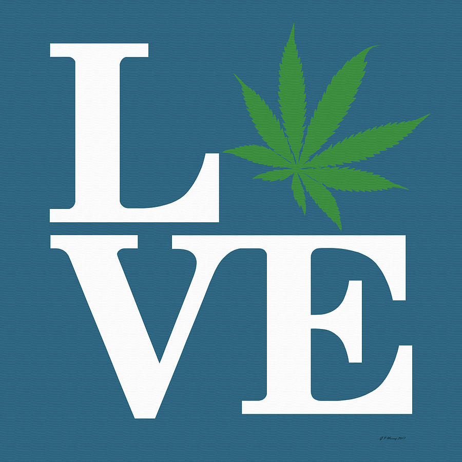 Marijuana Leaf Love Sign #68 Digital Art by Gregory Murray