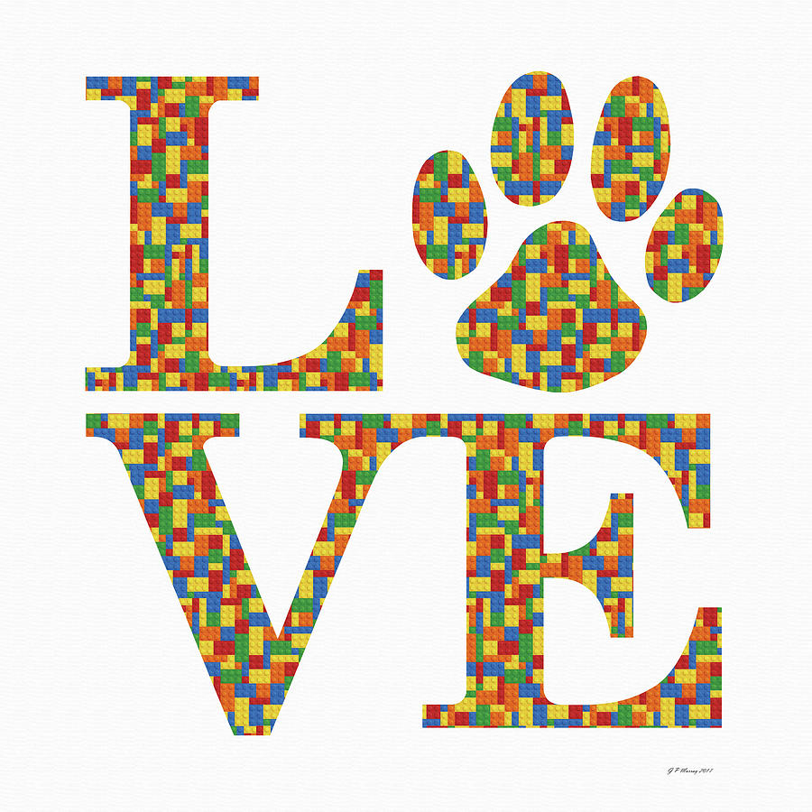 Dog Paw Love Sign #69 Digital Art by Gregory Murray