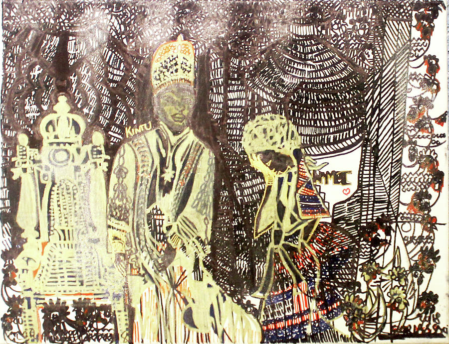 Kintu and Nambi  Folktale #69 Painting by Gloria Ssali