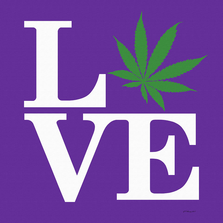 Marijuana Leaf Love Sign #69 Digital Art by Gregory Murray