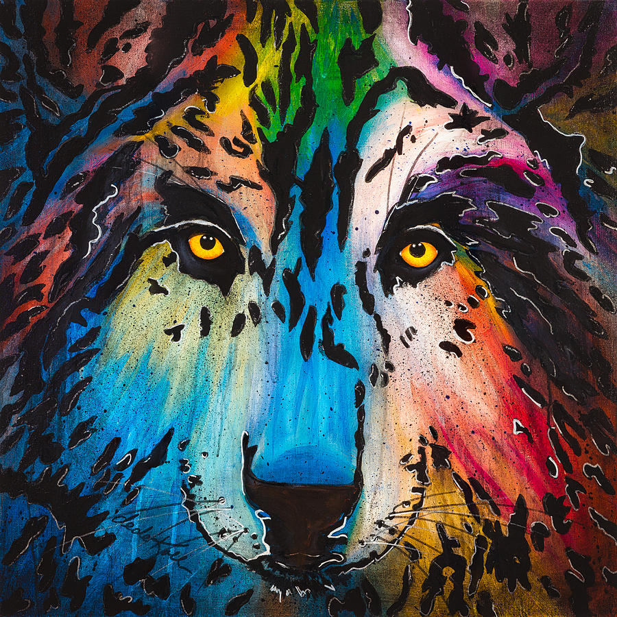 Wolves Painting - Watcher #1 by Dede Koll