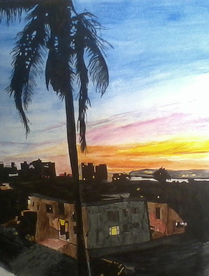 Sunset Painting - 6th Avenue Sunset by Alexis Grone