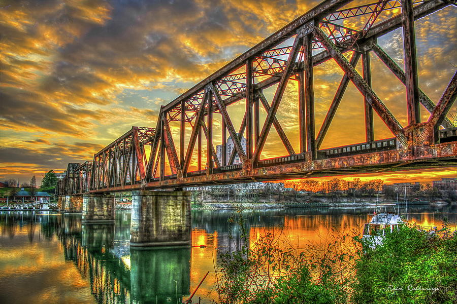 Augusta GA 6th Street Norfork Southern Railroad Trestle Bridge Sunset Architectural Art Photograph by Reid Callaway