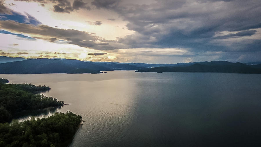 aerial of South Carolina Lake Jocassee Gorges Upstate Mountains #7 Photograph by Alex Grichenko